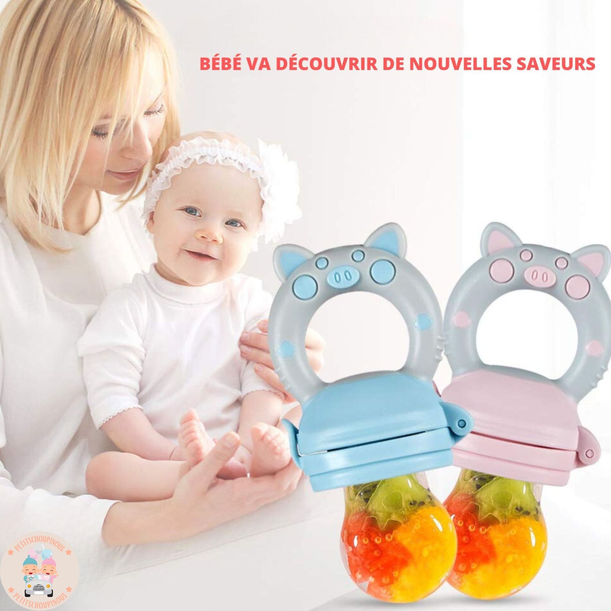 Tetine Grignoteuse - 2 Grignoteuse Bebe Rose + 6 Tétines silicone